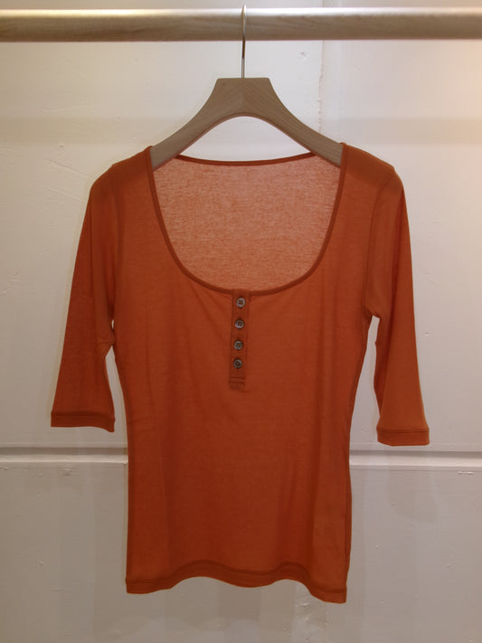 Ernie Palo Sheer Rib Henry T-shirt -Orange-