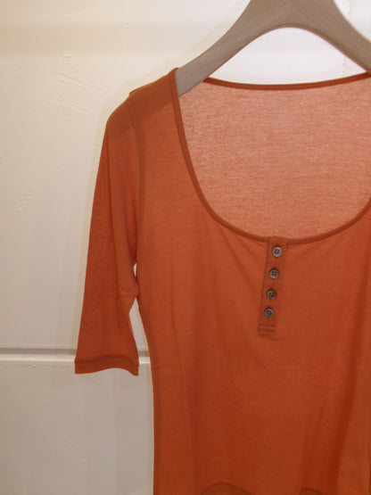 Ernie Palo Sheer Rib Henry T-shirt -Orange-