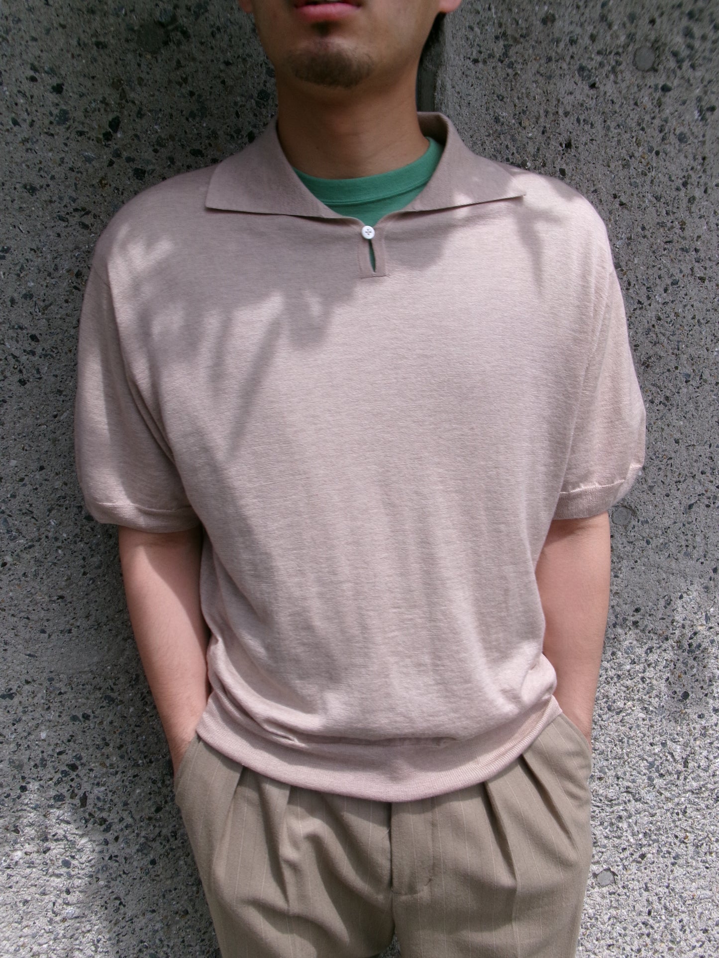 FUJI SILK CASHMERE S/S SKIPPER POLO-Men-