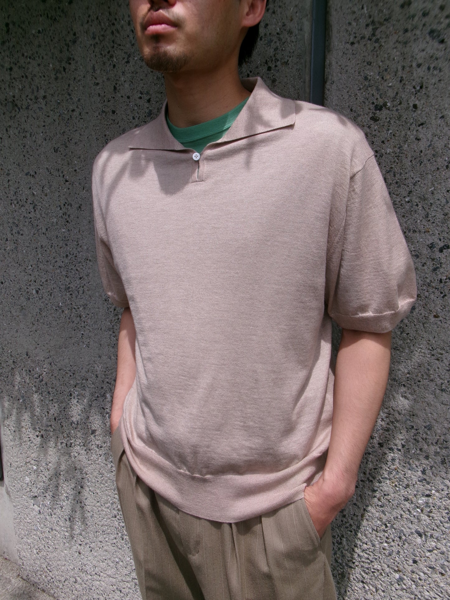 FUJI SILK CASHMERE S/S SKIPPER POLO-Men-