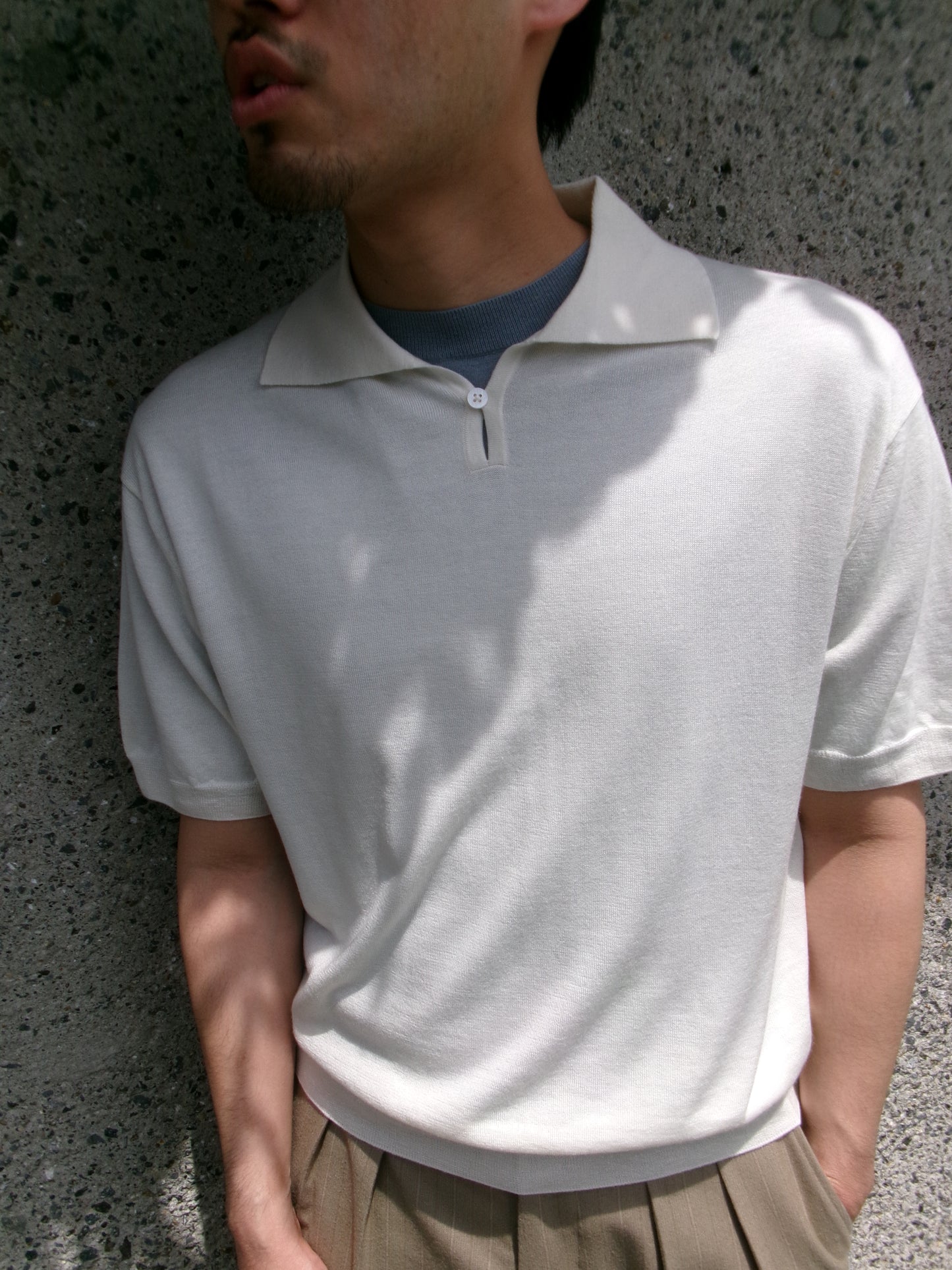 FUJI SILK CASHMERE S/S SKIPPER POLO-Men-