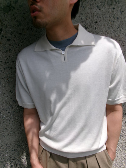 FUJI SILK CASHMERE S/S SKIPPER POLO-Men-