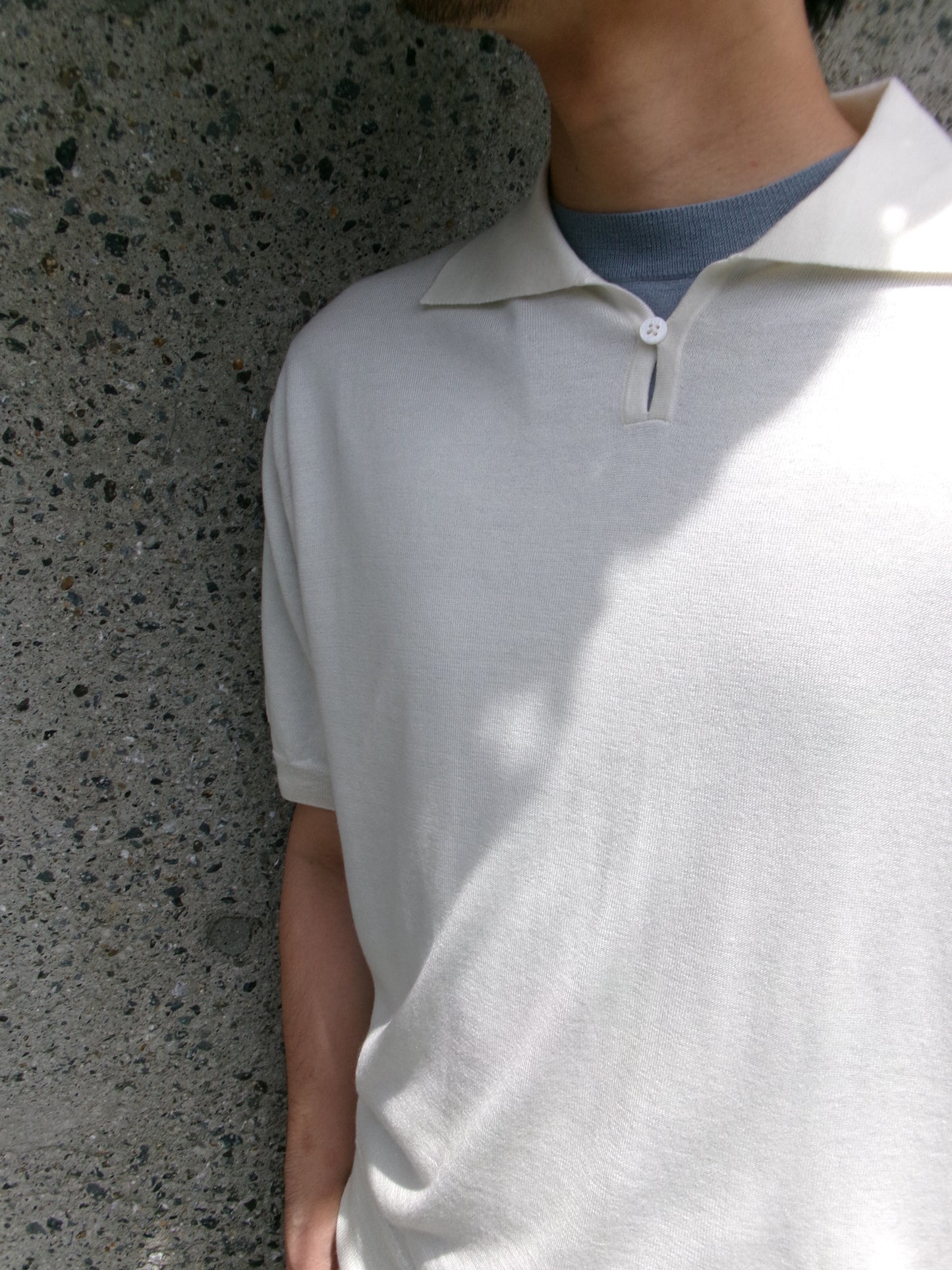 FUJI SILK CASHMERE S/S SKIPPER POLO-Men-