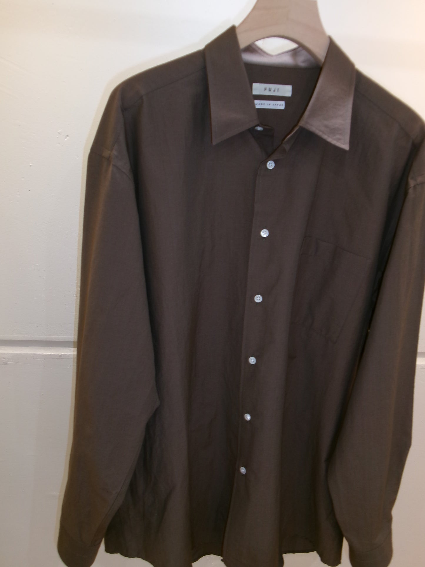 FUJI SILK COTTON STANDARD SHIRT-Brown-