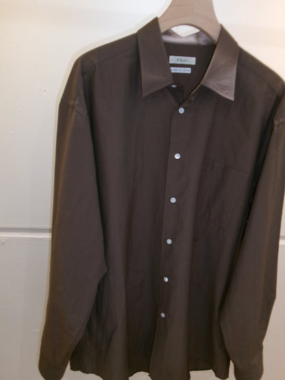 FUJI SILK COTTON STANDARD SHIRT-Brown-