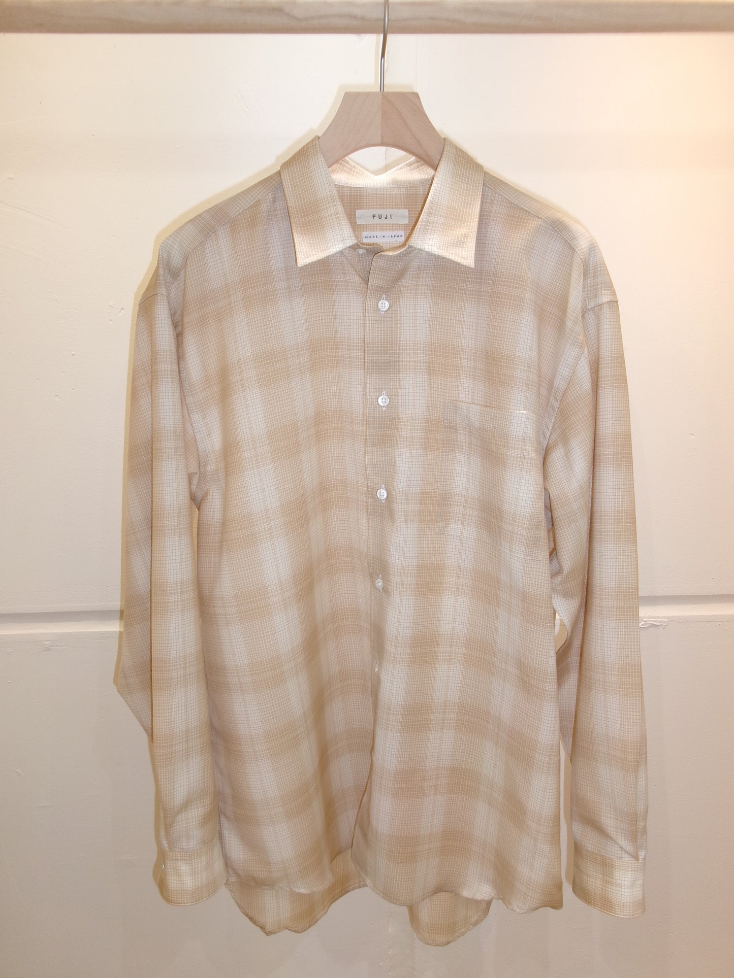 FUJI WOOL CHECK STANDARD SHIRT -orange-