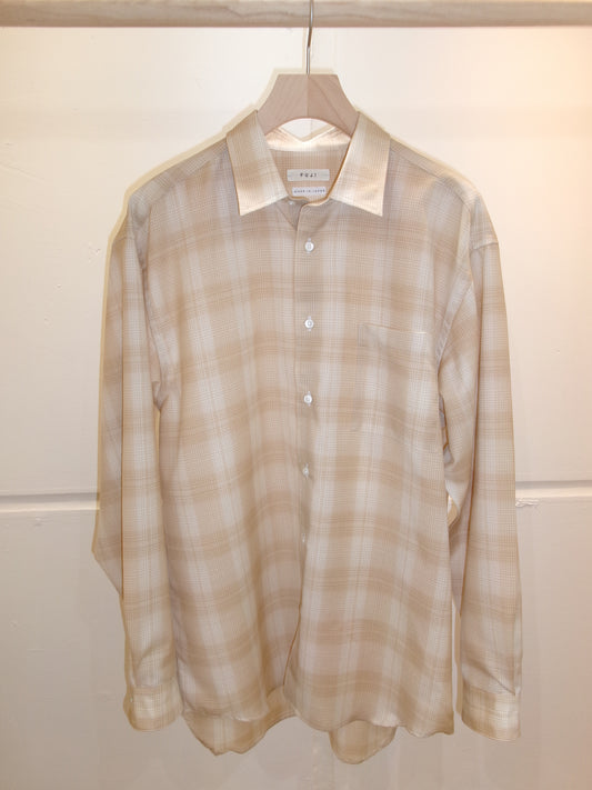 FUJI WOOL CHECK STANDARD SHIRT -orange-