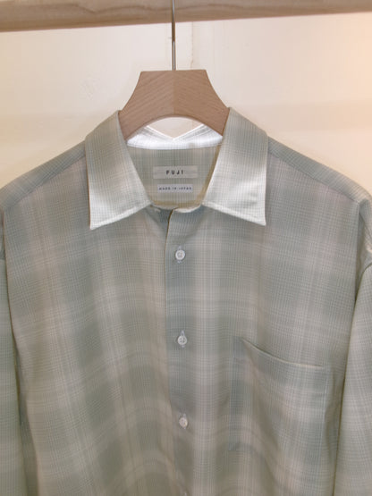 FUJI WOOL CHECK STANDARD SHIRT -green-