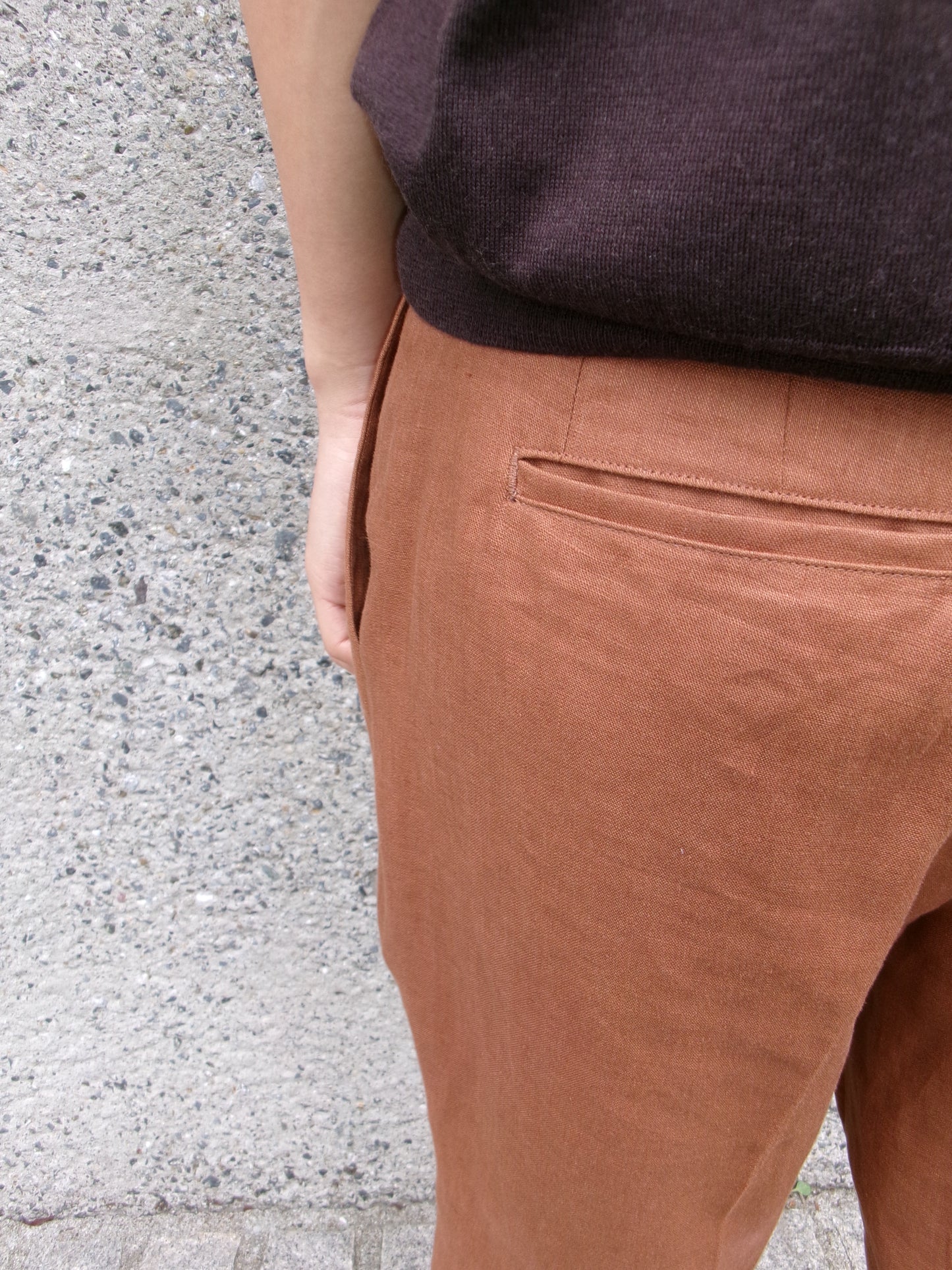 FUJI LINEN ONE TUCK SHORTS -Brown- Men