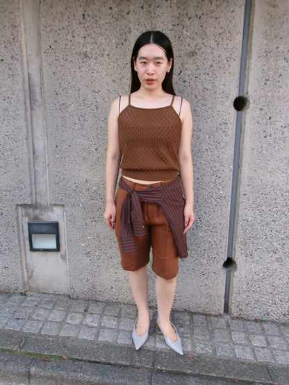 Ernie Palo Open Work Knit Camisole -Brown-