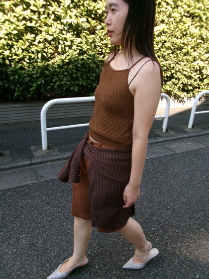 Ernie Palo Open Work Knit Camisole -Brown-