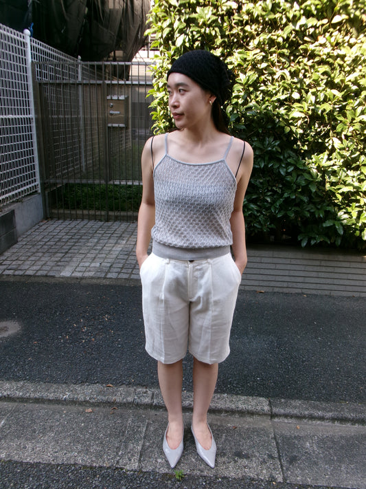 Ernie Palo Open Work Knit Camisole -Gray-