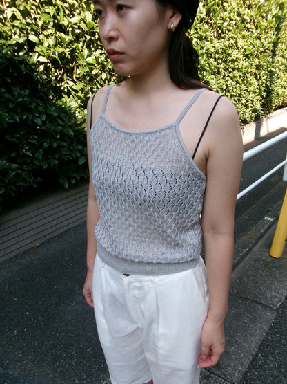 Ernie Palo Open Work Knit Camisole -Gray-