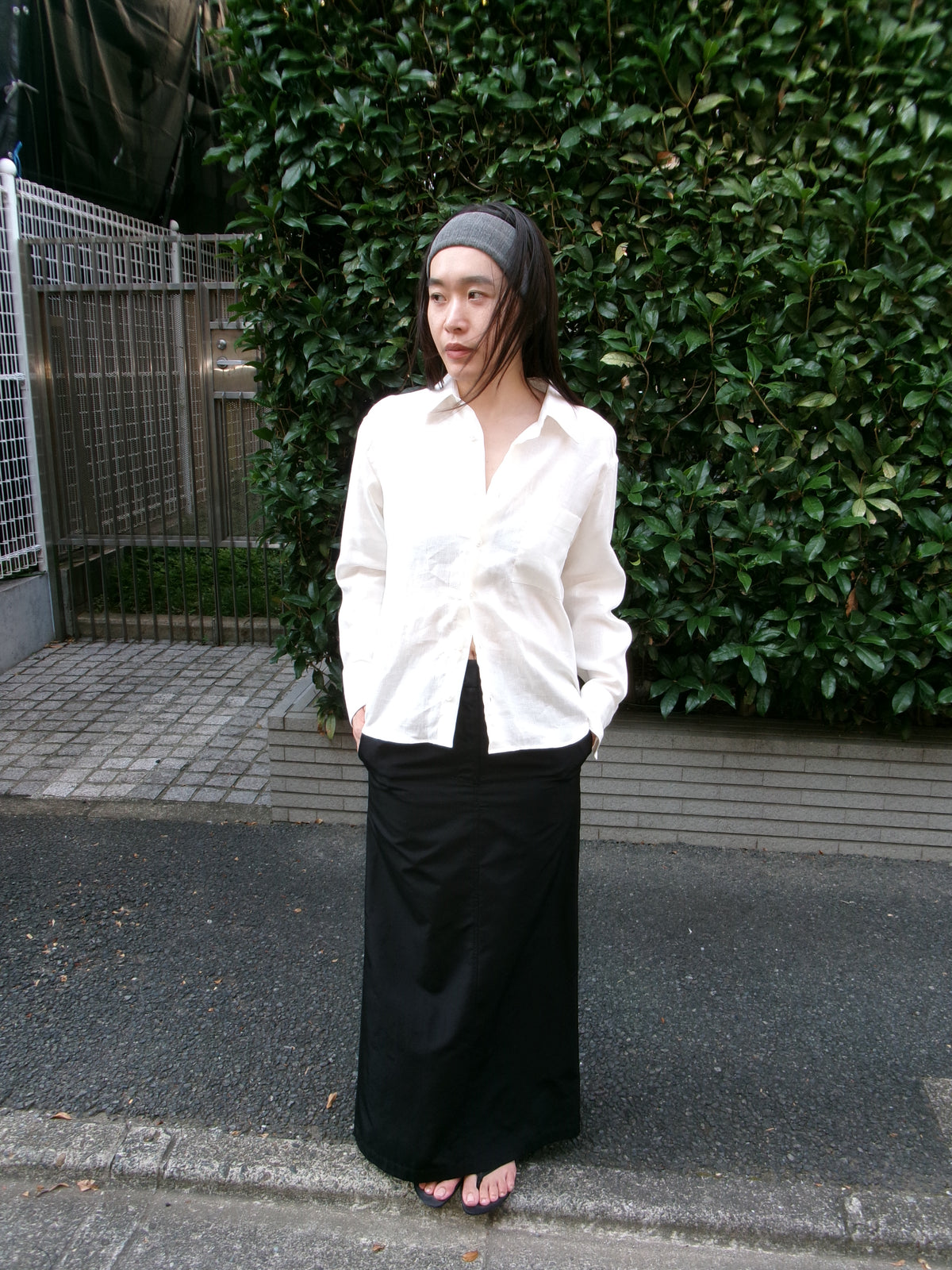 Ernie Palo Silk Long Skirt -Black-