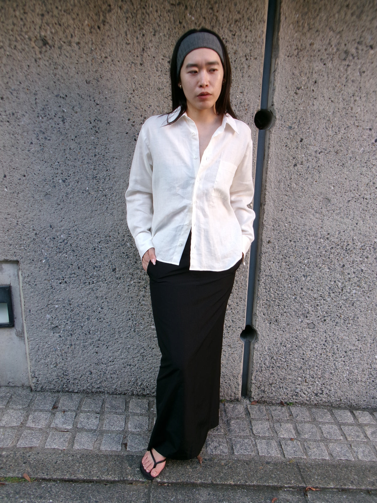 Ernie Palo Silk Long Skirt -Black-