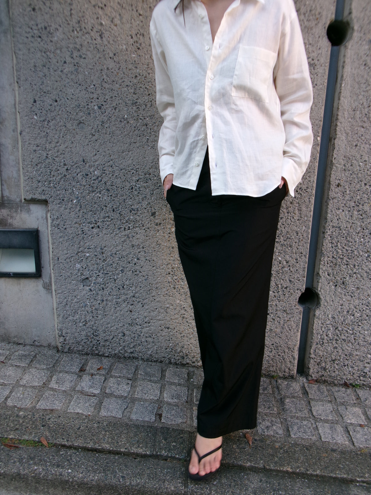 Ernie Palo Silk Long Skirt -Black-