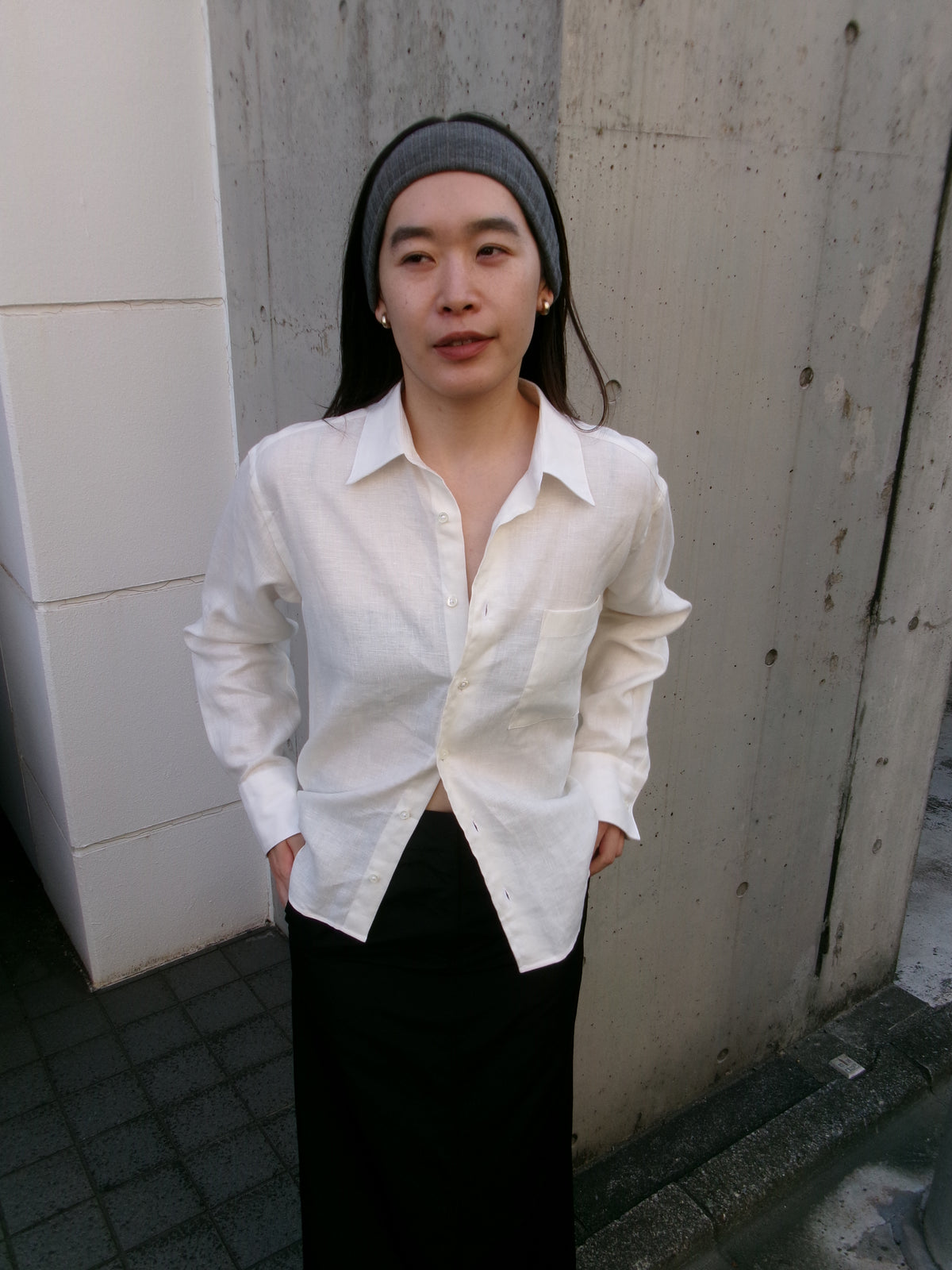 Ernie Palo Silk Long Skirt -Black-