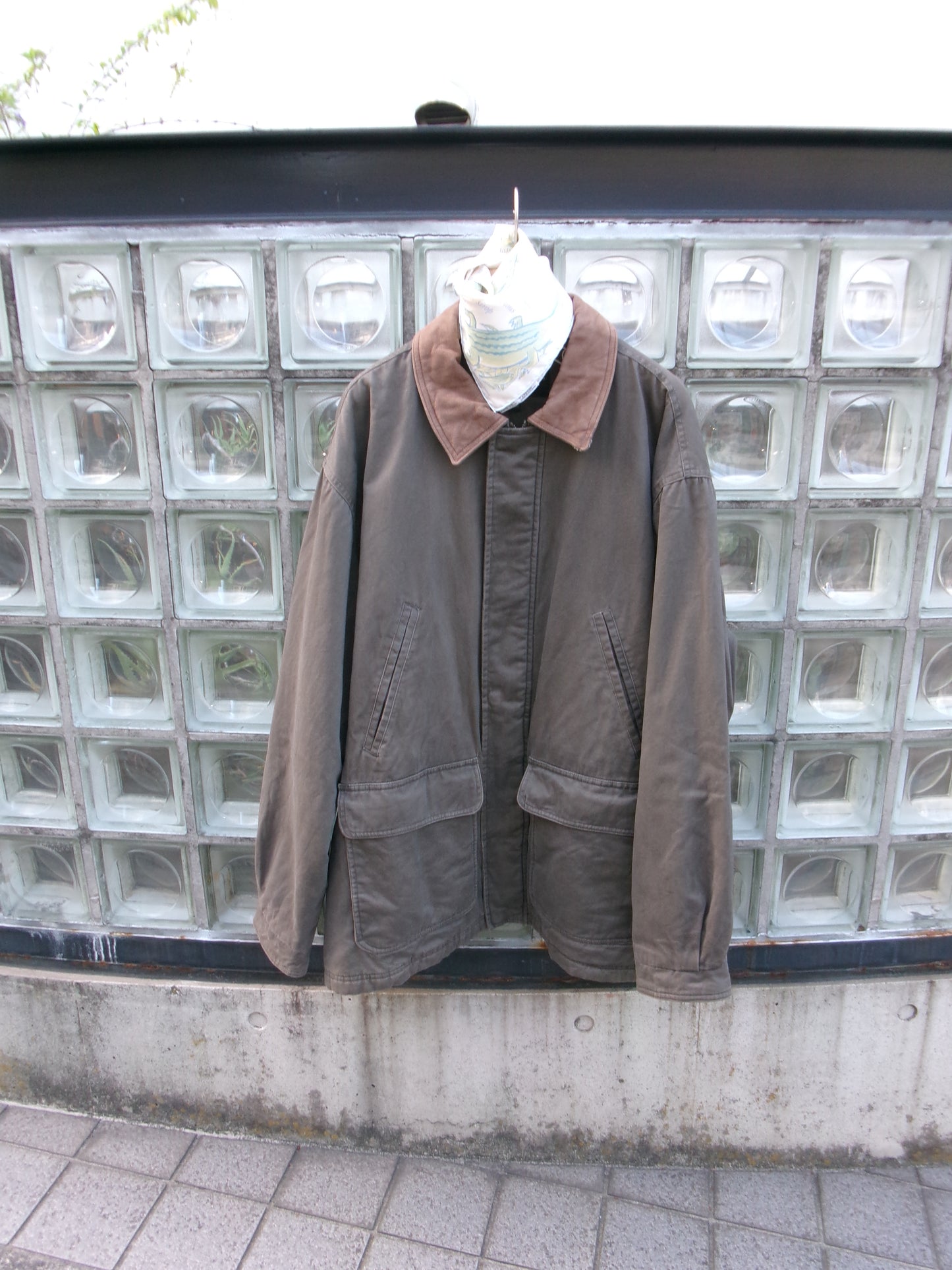 Vintage Leather Collar Cotton Blouson