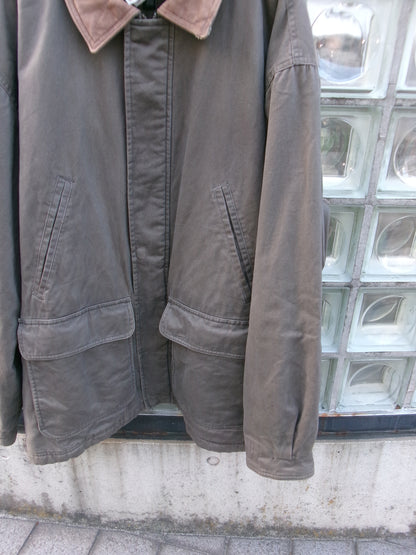 Vintage Leather Collar Cotton Blouson