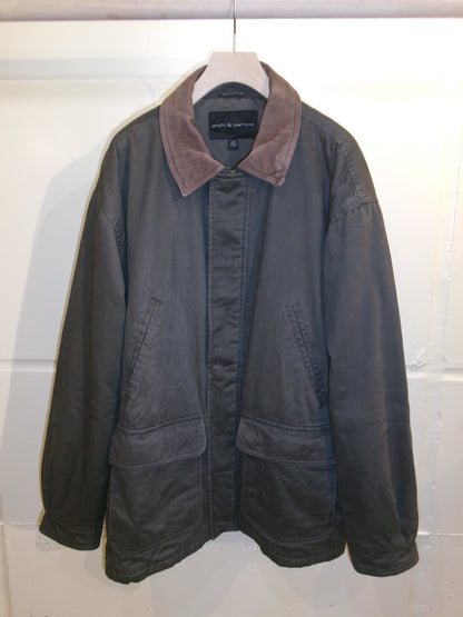Vintage Leather Collar Cotton Blouson