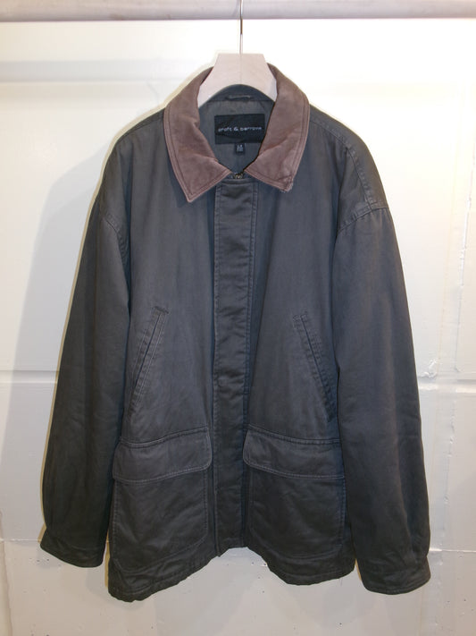 Vintage Leather Collar Cotton Blouson