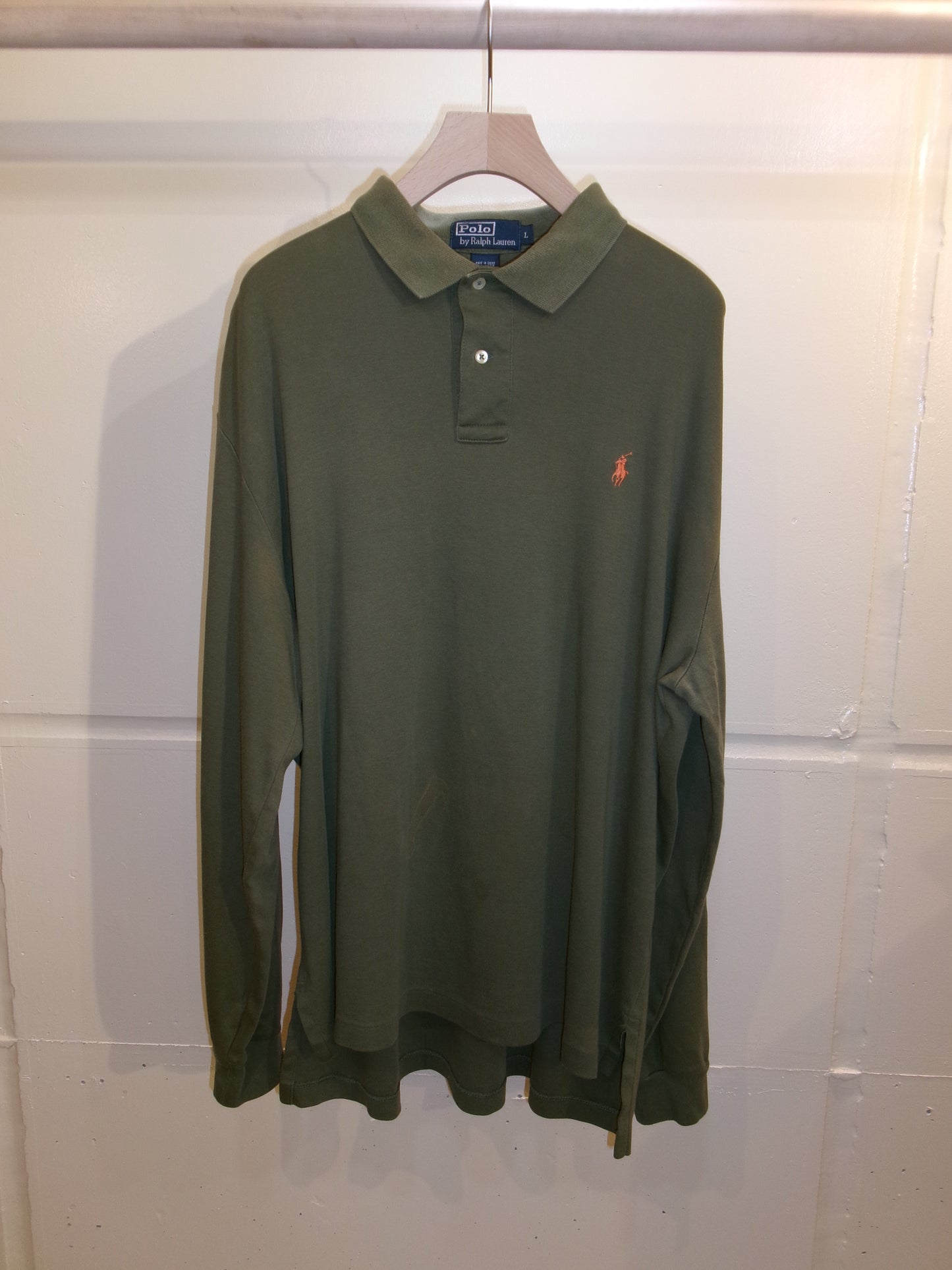 Vintage Polo Ralph Lauren Khaki Long Sleeve Polo Shirt