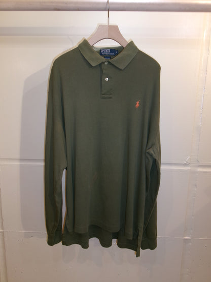 Vintage Polo Ralph Lauren Khaki Long Sleeve Polo Shirt