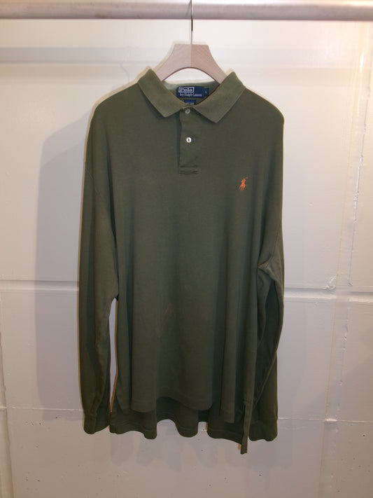 Vintage Polo Ralph Lauren Khaki Long Sleeve Polo Shirt