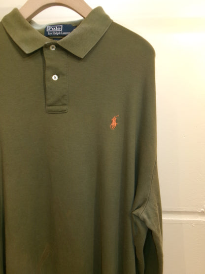 Vintage Polo Ralph Lauren Khaki Long Sleeve Polo Shirt