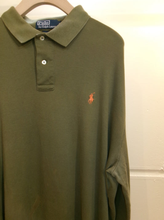 Vintage Polo Ralph Lauren Khaki Long Sleeve Polo Shirt