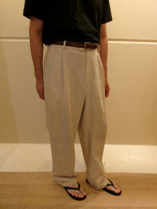 Vintage Beige Linen Trousers