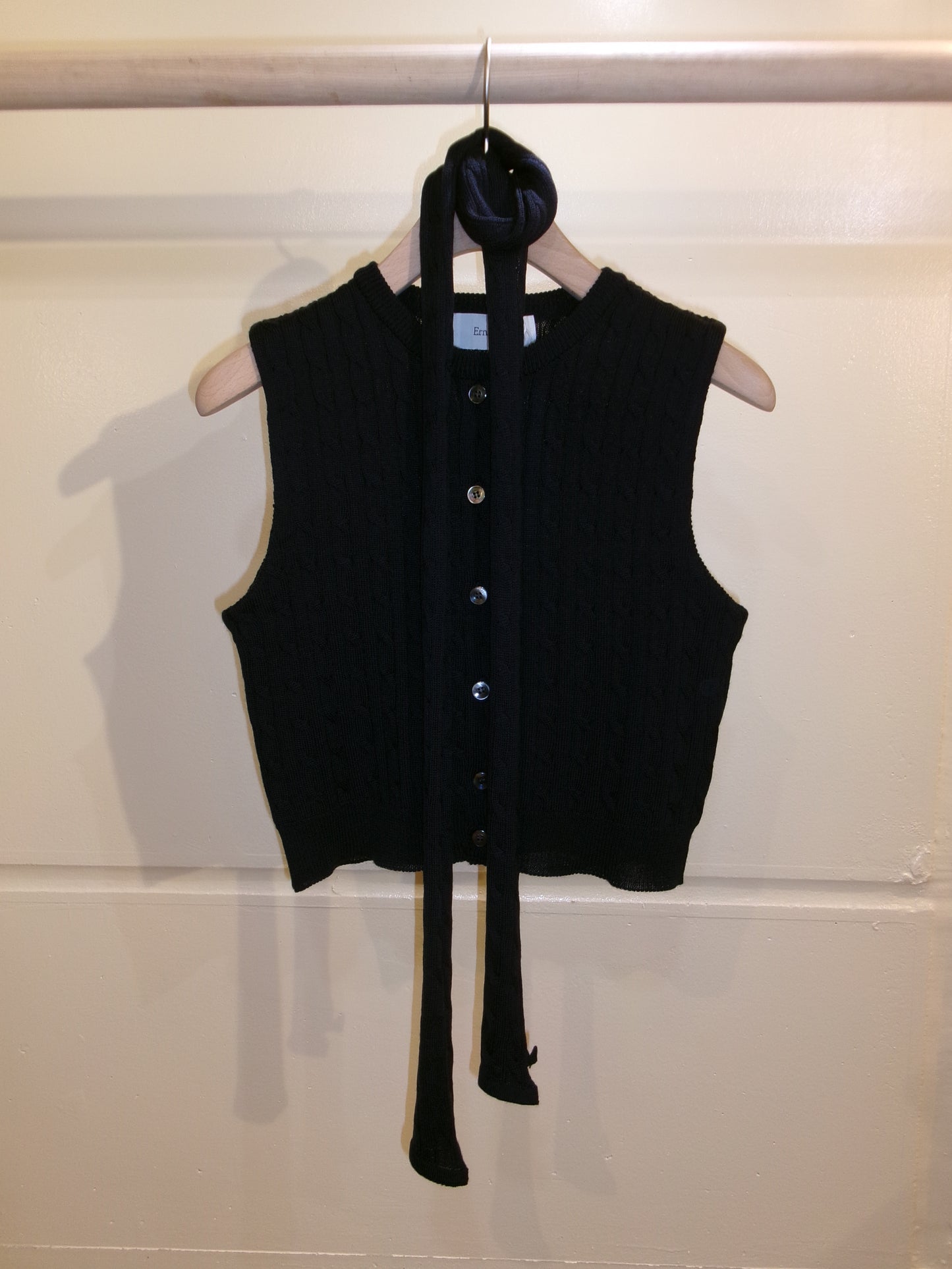 Ernie Palo×TAN CABLE KNIT VEST WITH SCARF - Navy-