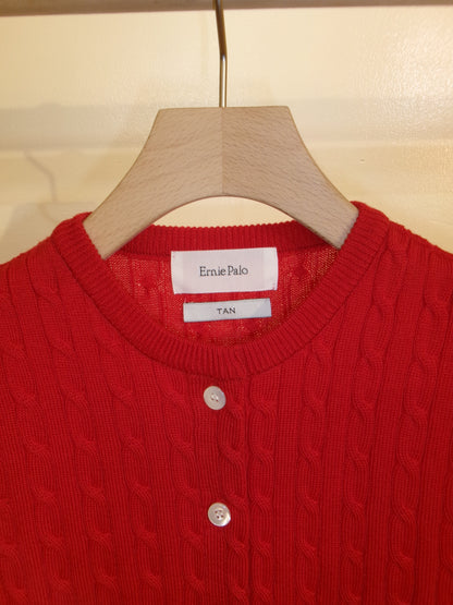 Ernie Palo×TAN CABLE KNIT VEST WITH SCARF - RED-