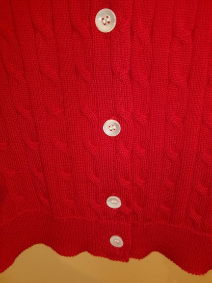 Ernie Palo×TAN CABLE KNIT VEST WITH SCARF - RED-