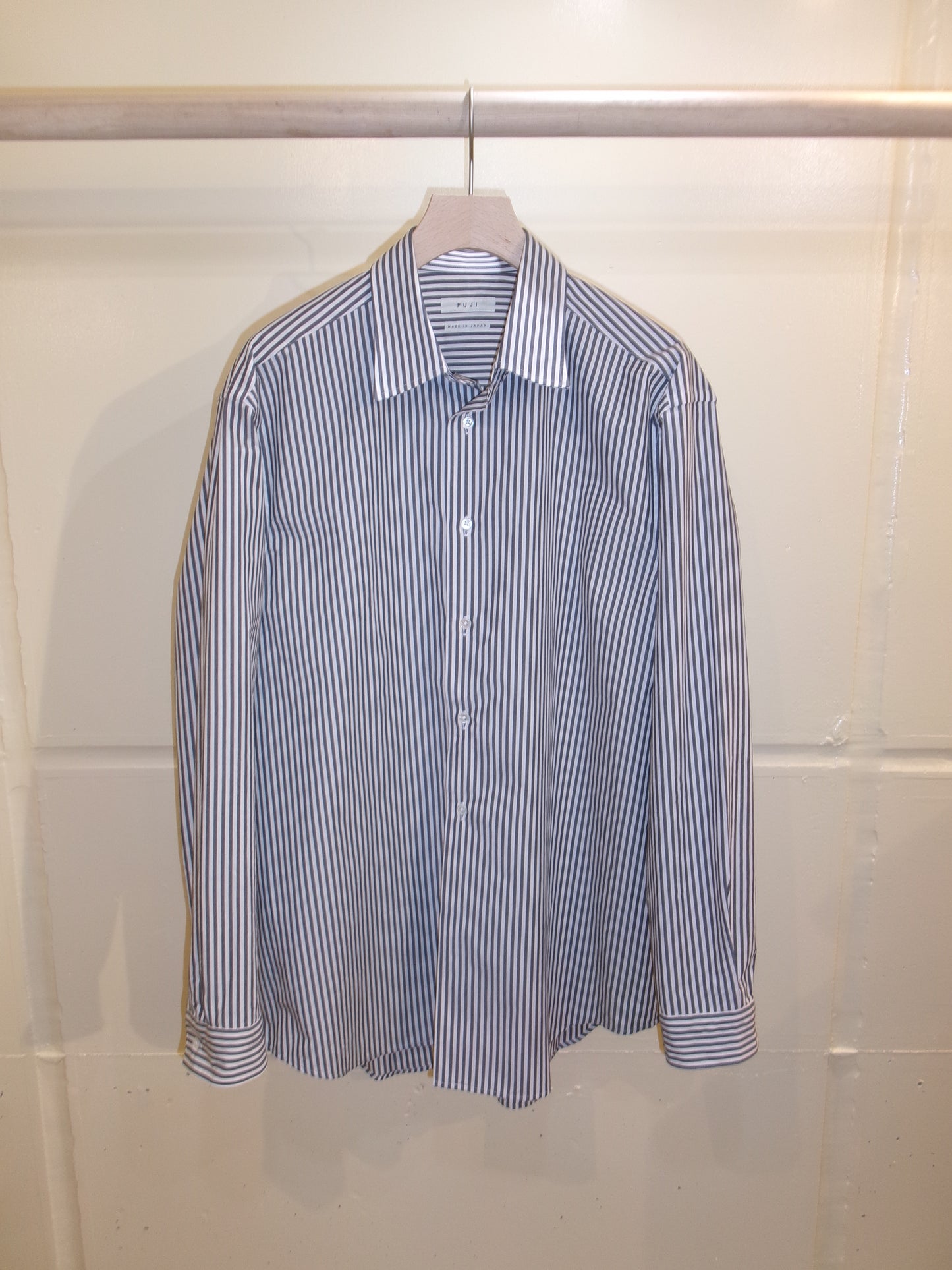 FUJI COTTON STRIPE SHIRT -Navy-