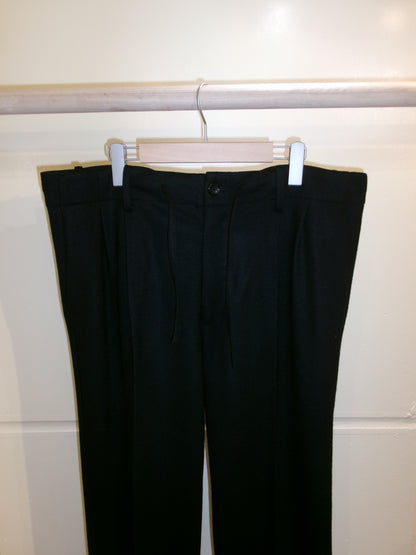 FUJI WOOL BELTLESS CORDED PANTS -Black-