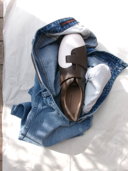 ABELIA EDOWARD GOUCHA BB SHOES -Brown&White-