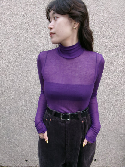 Ernie Palo SHEER RIB TURTLE NECK L/S T-SHIRT -Purple-
