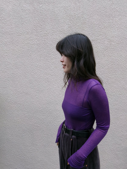 Ernie Palo SHEER RIB TURTLE NECK L/S T-SHIRT -Purple-