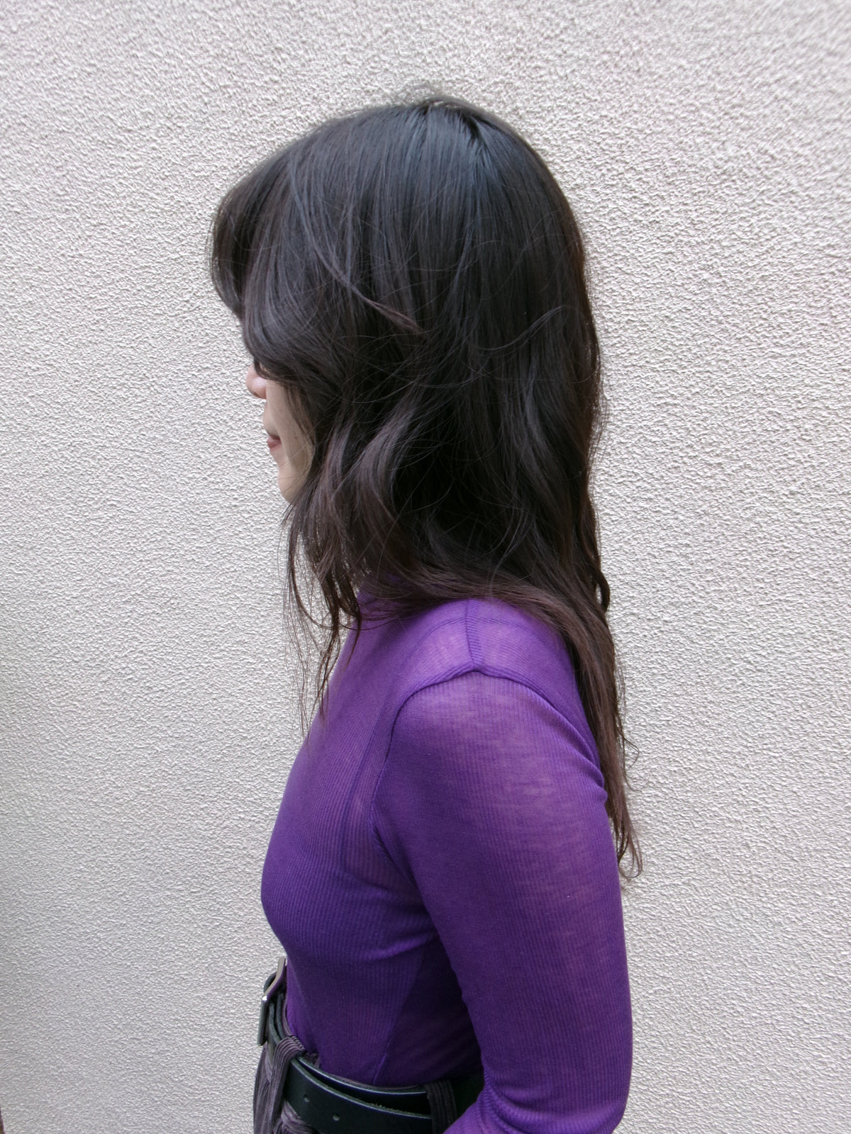 Ernie Palo SHEER RIB TURTLE NECK L/S T-SHIRT -Purple-