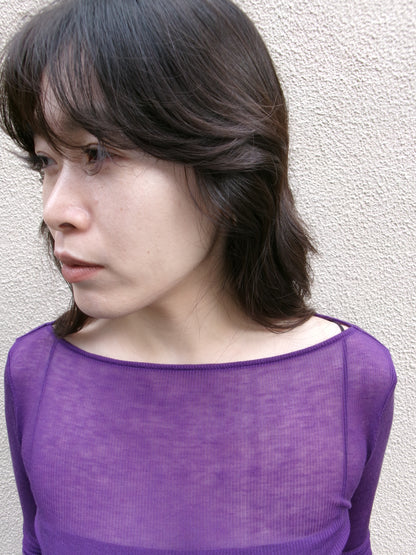 Ernie Palo SHEER RIB BOAT NECK L/S T-SHIRT -Purple-