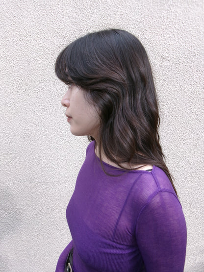 Ernie Palo SHEER RIB BOAT NECK L/S T-SHIRT -Purple-