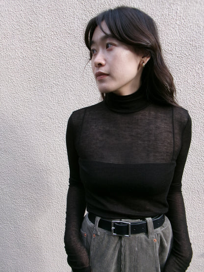 Ernie Palo SHEER RIB TURTLE NECK L/S T-SHIRT -Black-