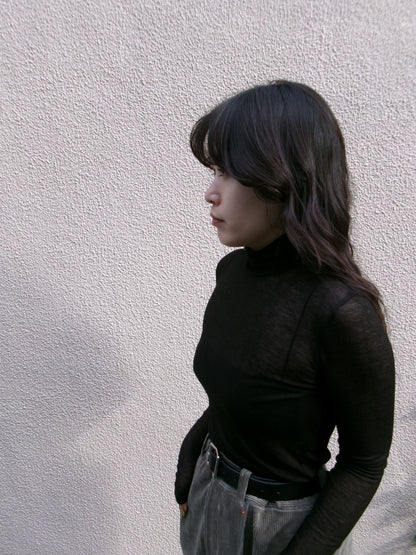 Ernie Palo SHEER RIB TURTLE NECK L/S T-SHIRT -Black-