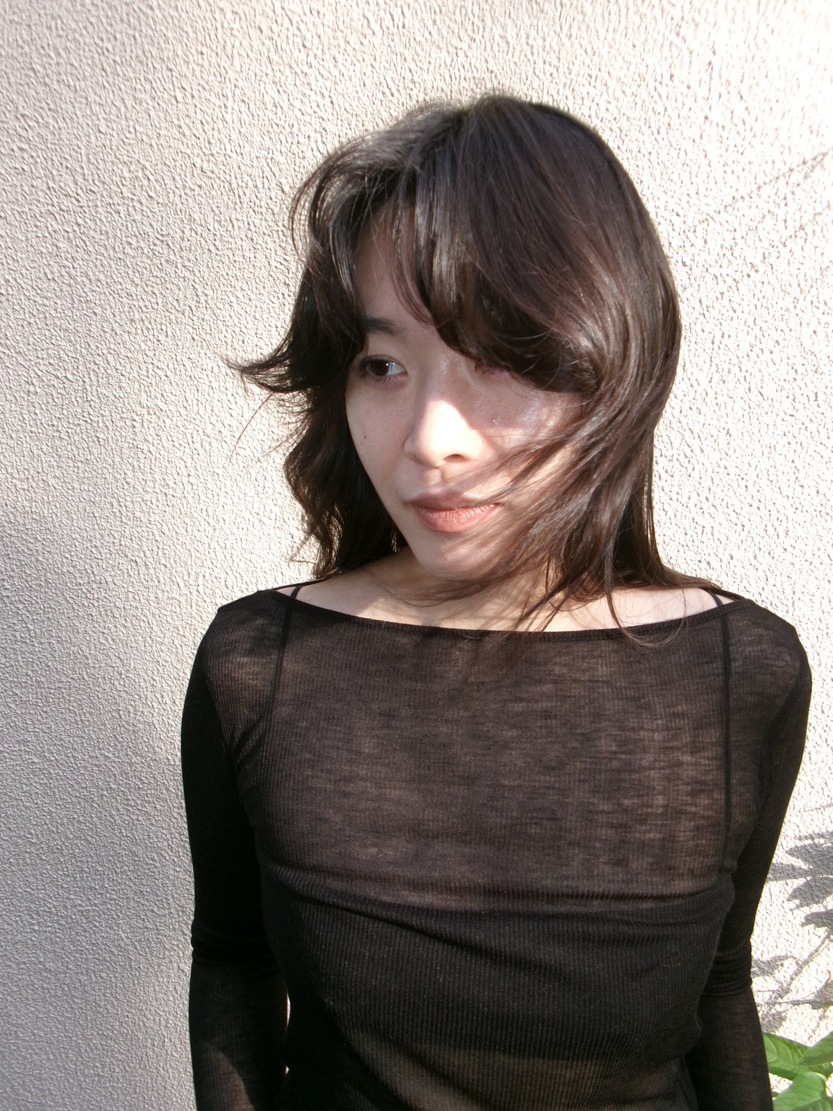 Ernie Palo SHEER RIB BOAT NECK L/S T-SHIRT -Black-