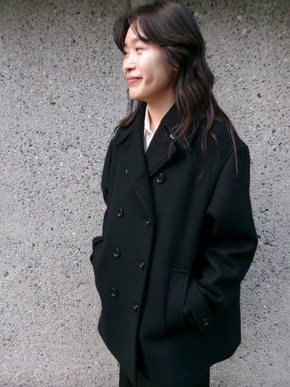 Ernie Palo Melton Pea Coat -Black-