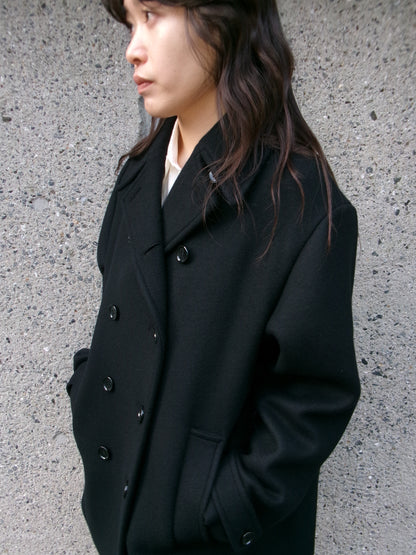 Ernie Palo Melton Pea Coat -Black-