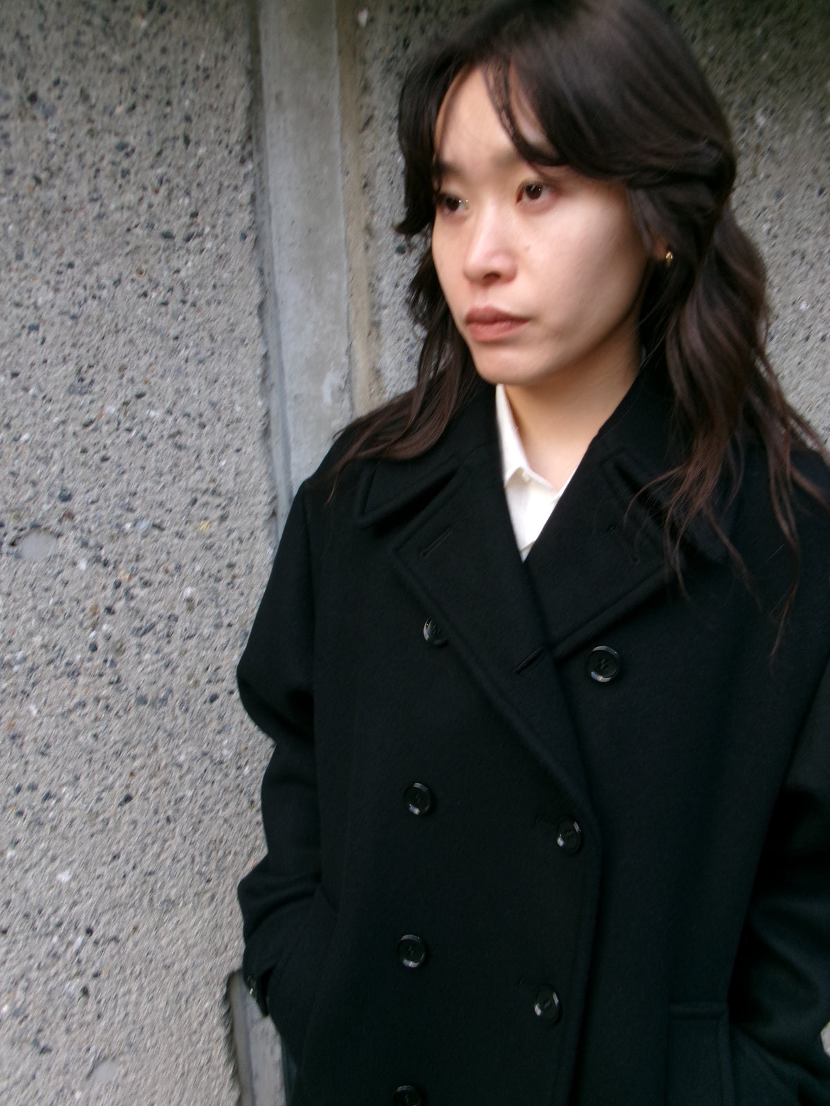 Ernie Palo Melton Pea Coat -Black-