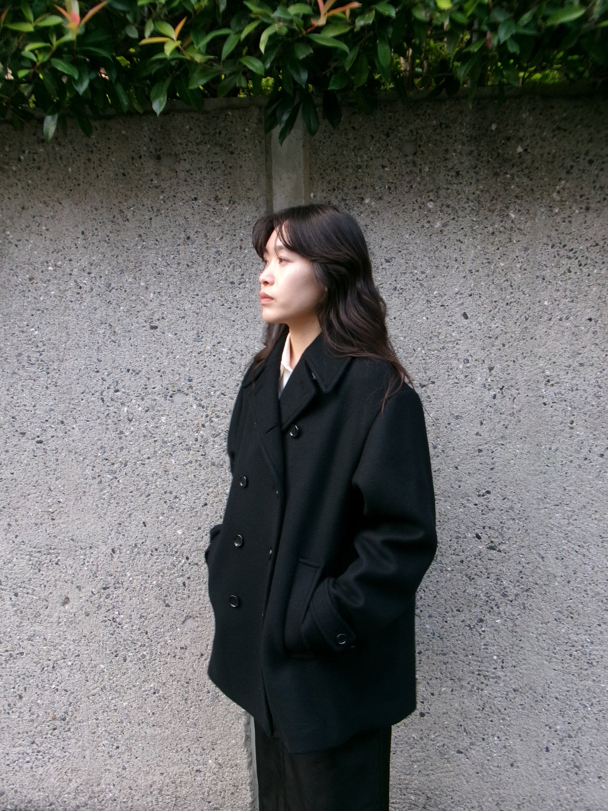 Ernie Palo Melton Pea Coat -Black-