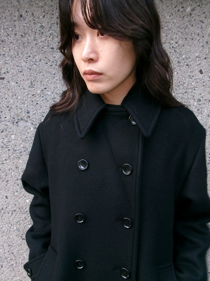 Ernie Palo Melton Pea Coat -Black-